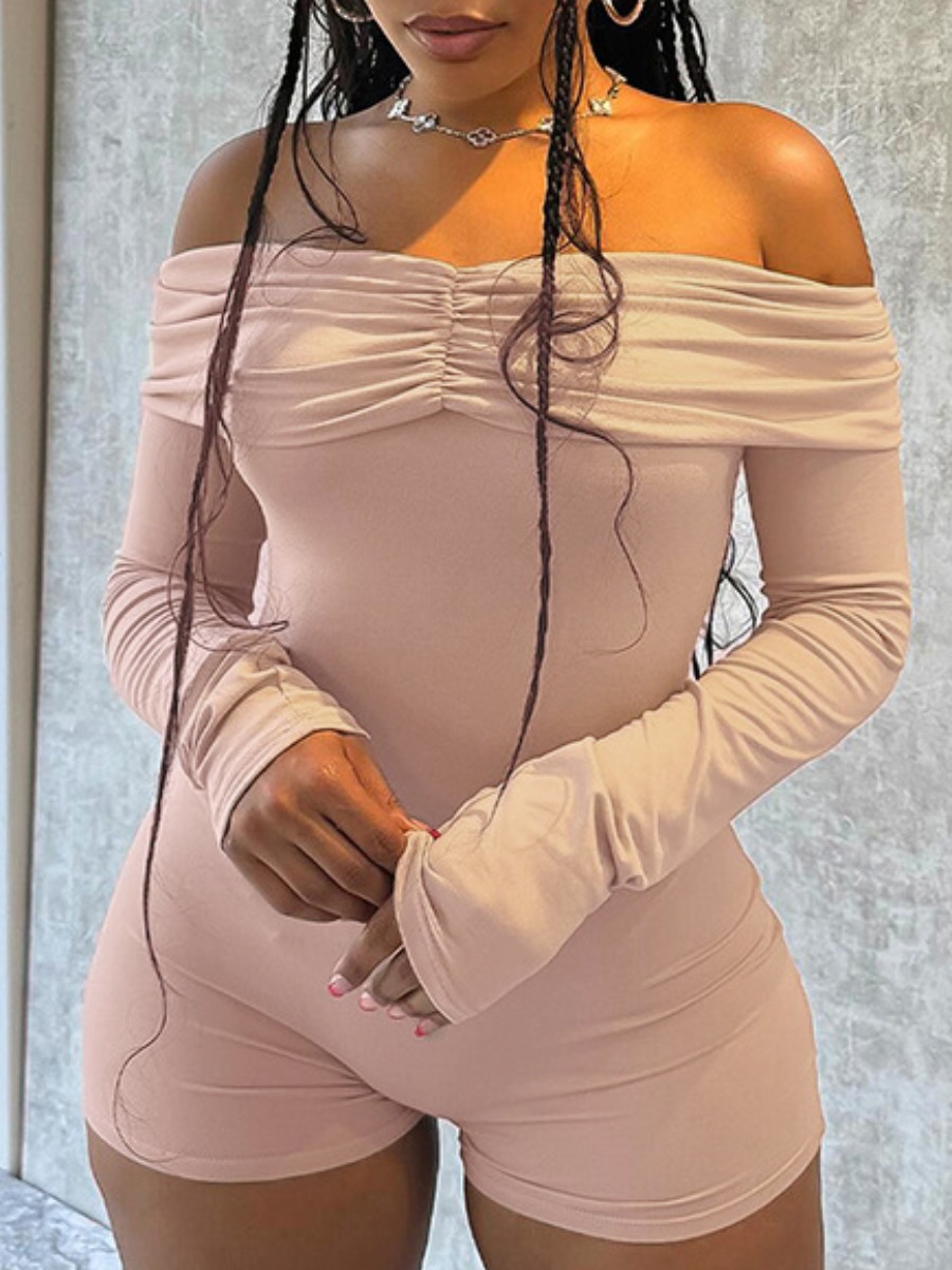 LW Shirred Solid Color Romper