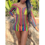 LW Plus Size Striped See Through Dress