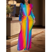 LW V Neck Gradient Bodycon Maxi Dress