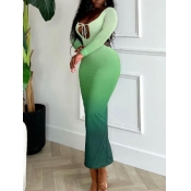 LW Bandage Design Gradient Print Maxi Dress