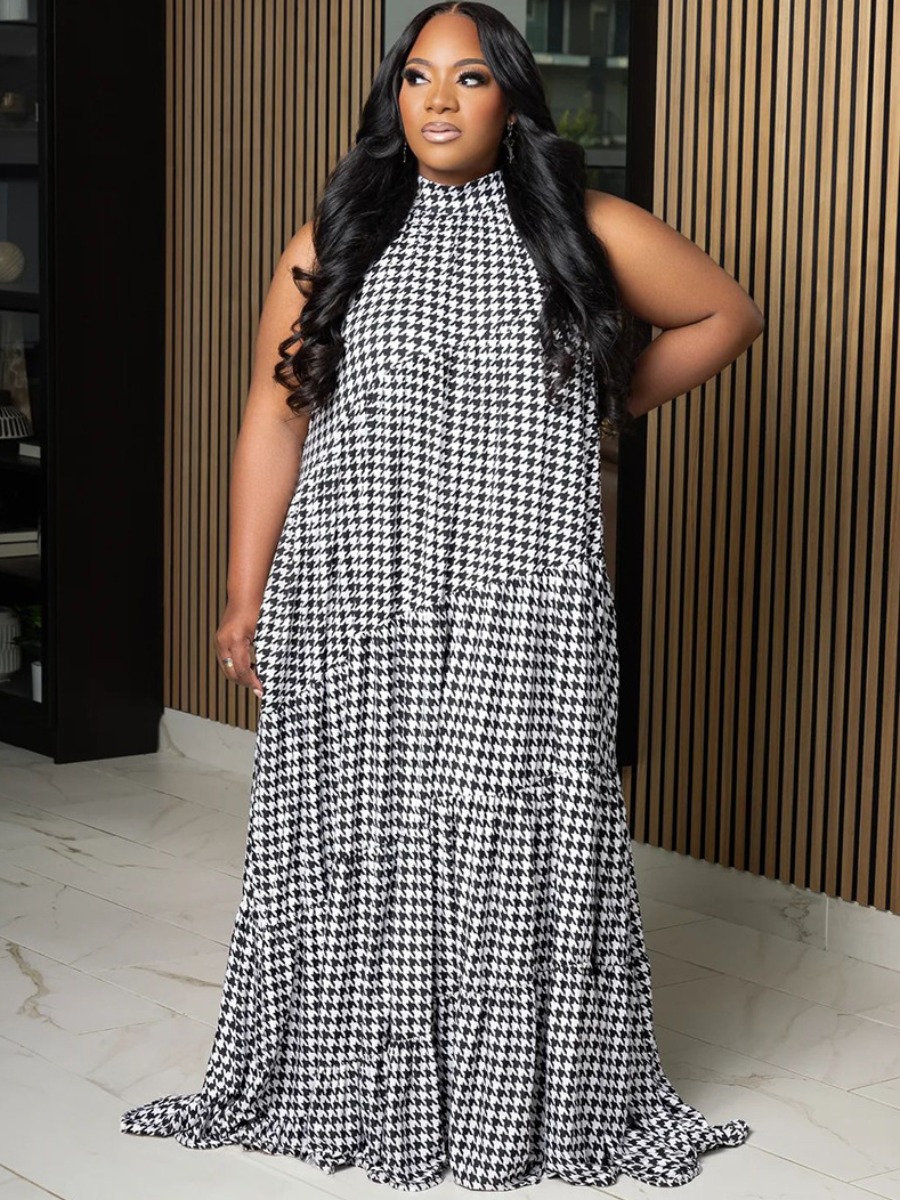 LW Plus Size Vests Houndstooth A Line Dress 5X