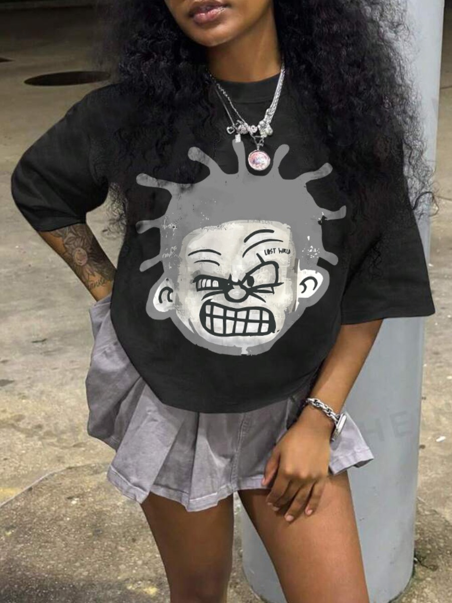 LW Pattern Cartoon Print T-shirt