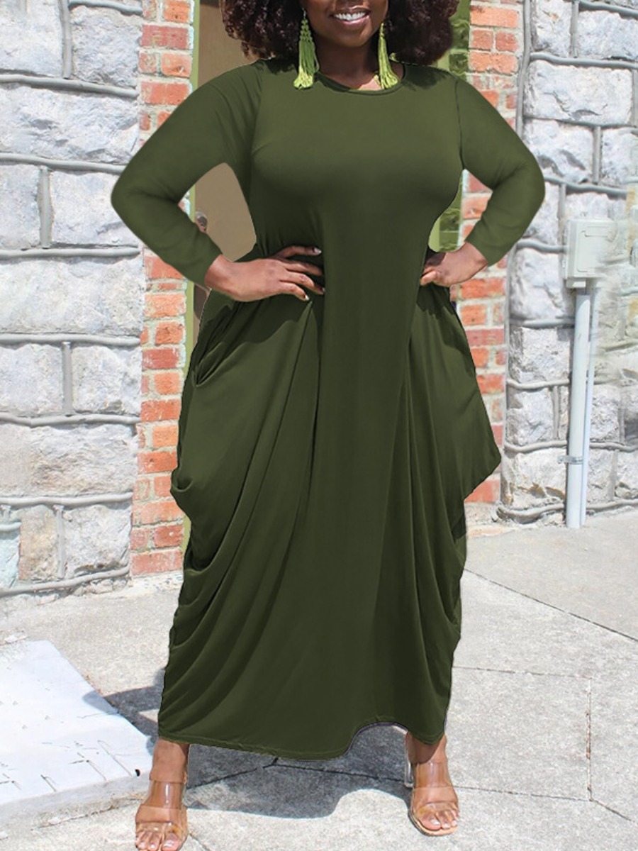 LW Plus Size Ruched Solid Color Dress