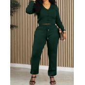 LW BASICS Solid Color Two-piece Pants Set