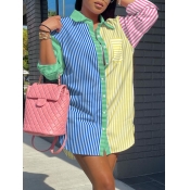 LW BASICS Plus Size Striped Pocket Design Shirt
