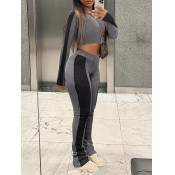 LW Color Block Regular Two-piece Pants Set