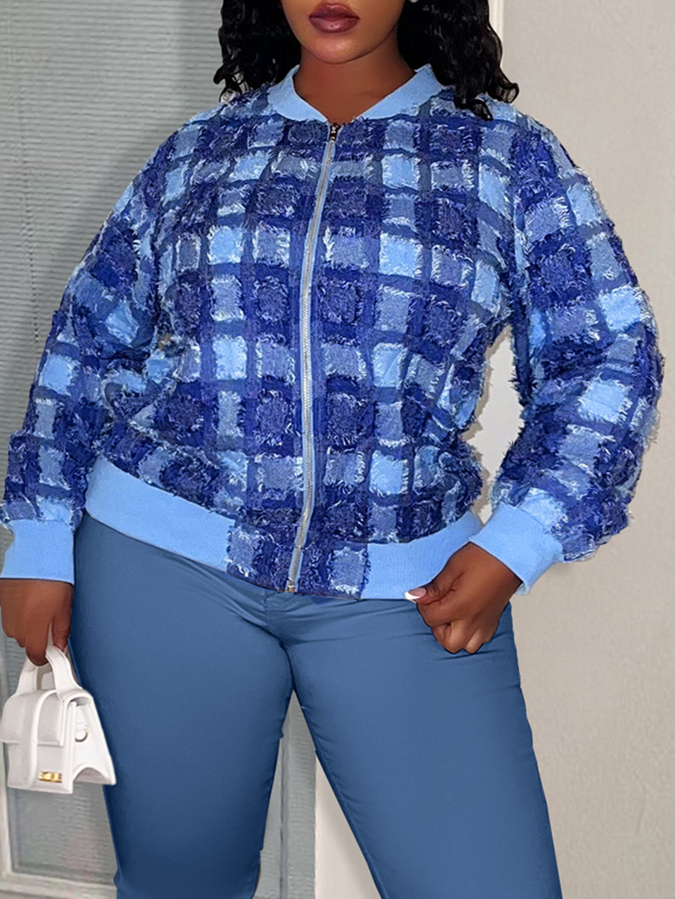 LW BASICS Plus Size Color Contrast Coat&Jacket
