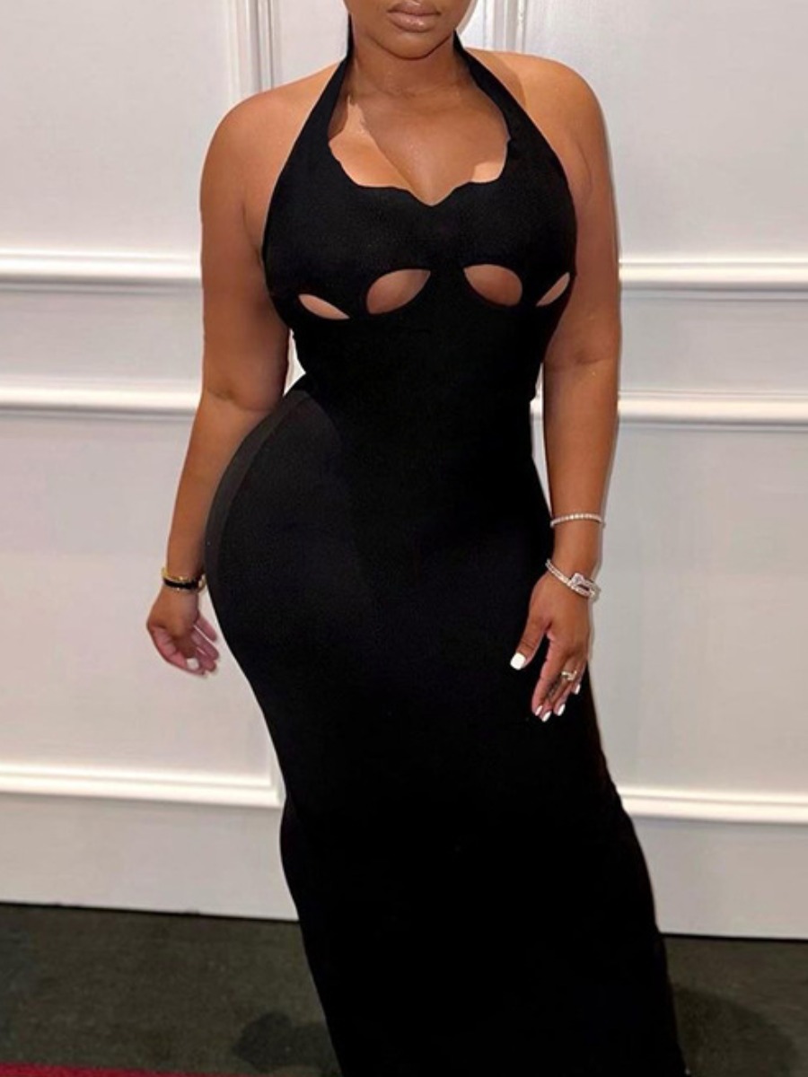 LW SXY Cut Out Solid Color Maxi Dress