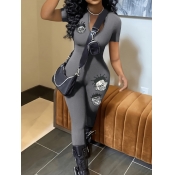 LW Pattern Cartoon Print Jumpsuit