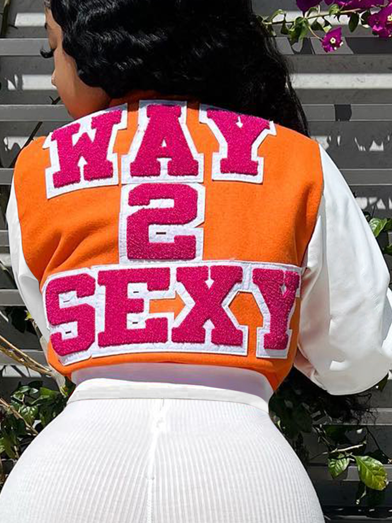 LW Embroidered Appliques Patchwork Letter Coat&Jacket