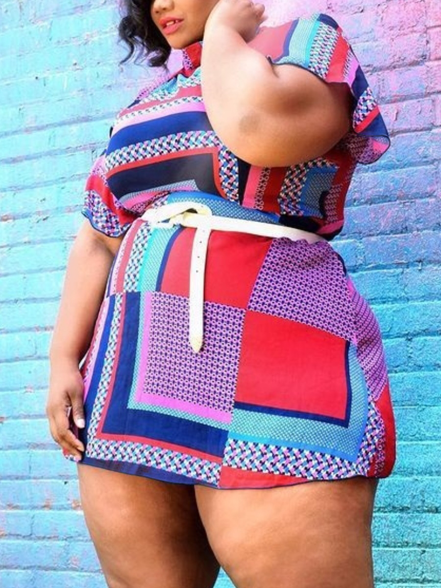 LW Plus Size None Geometric Pattern Dress