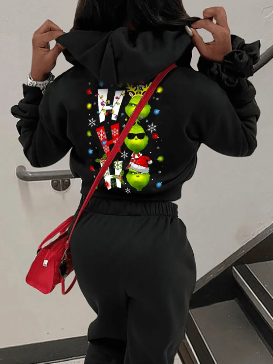 LW Pattern Cartoon Print Hoodie