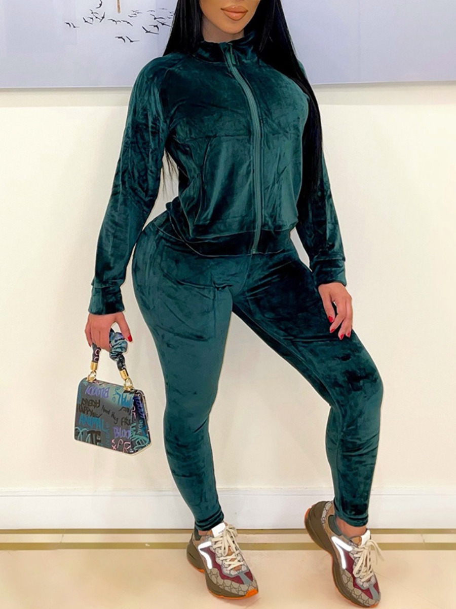 LW BASICS Casual Polyester Mock Neck Zipper Design