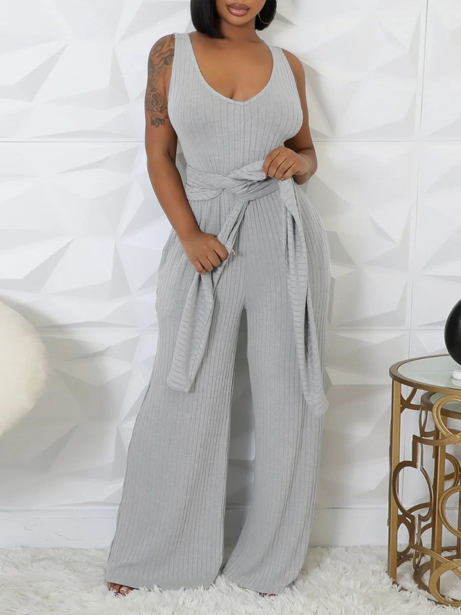 LW BASICS Casual Polyester V Neck Solid Color Long Sleeve Two-piece Pants Set