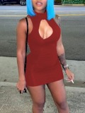 LW SXY Cut Out Solid Color Mini Dress