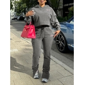 LW Street Polyester Round Neck Pink Letter Long Sl