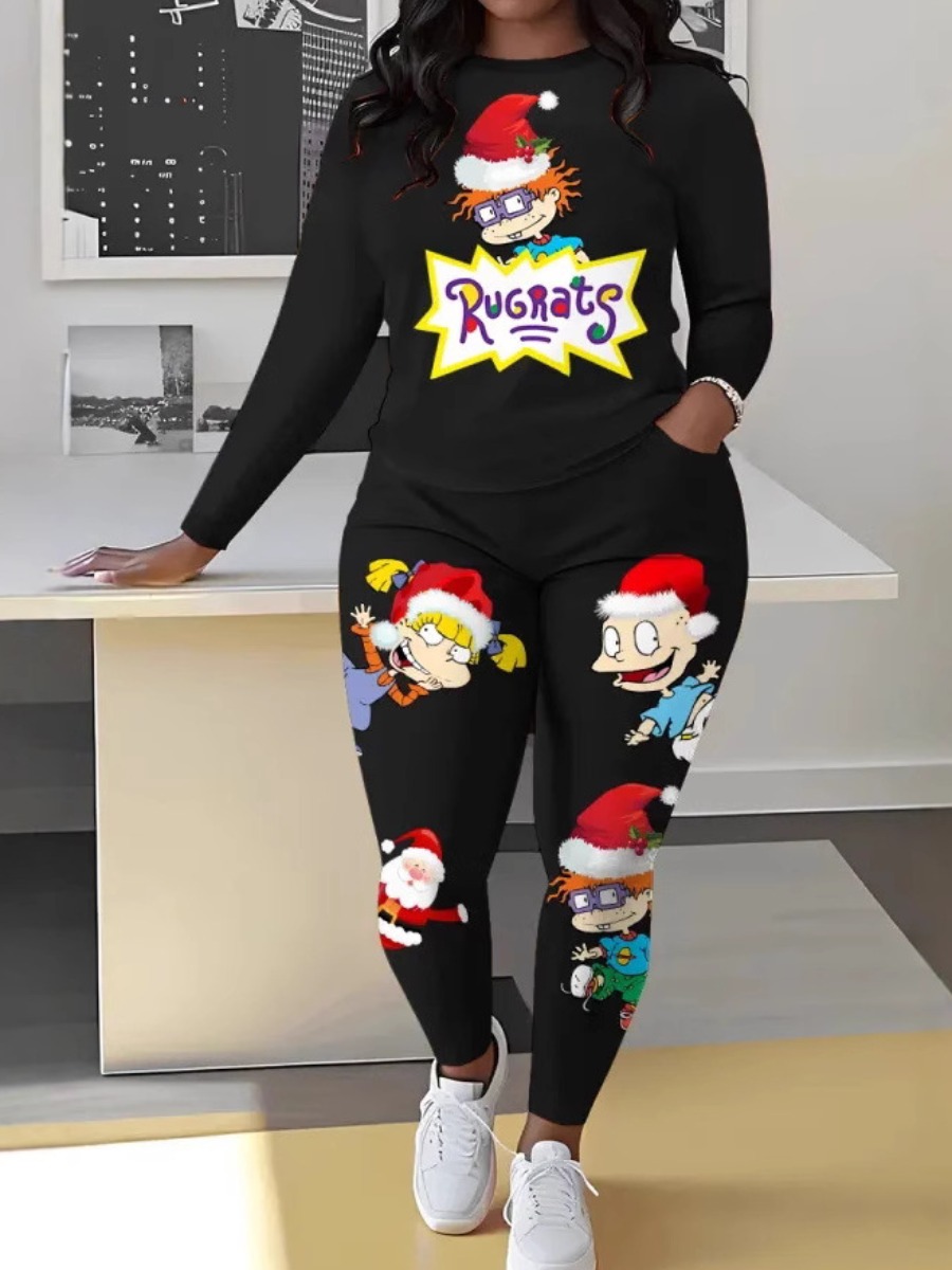 LW Plus Size Pattern Cartoon Print Two-piece Pants