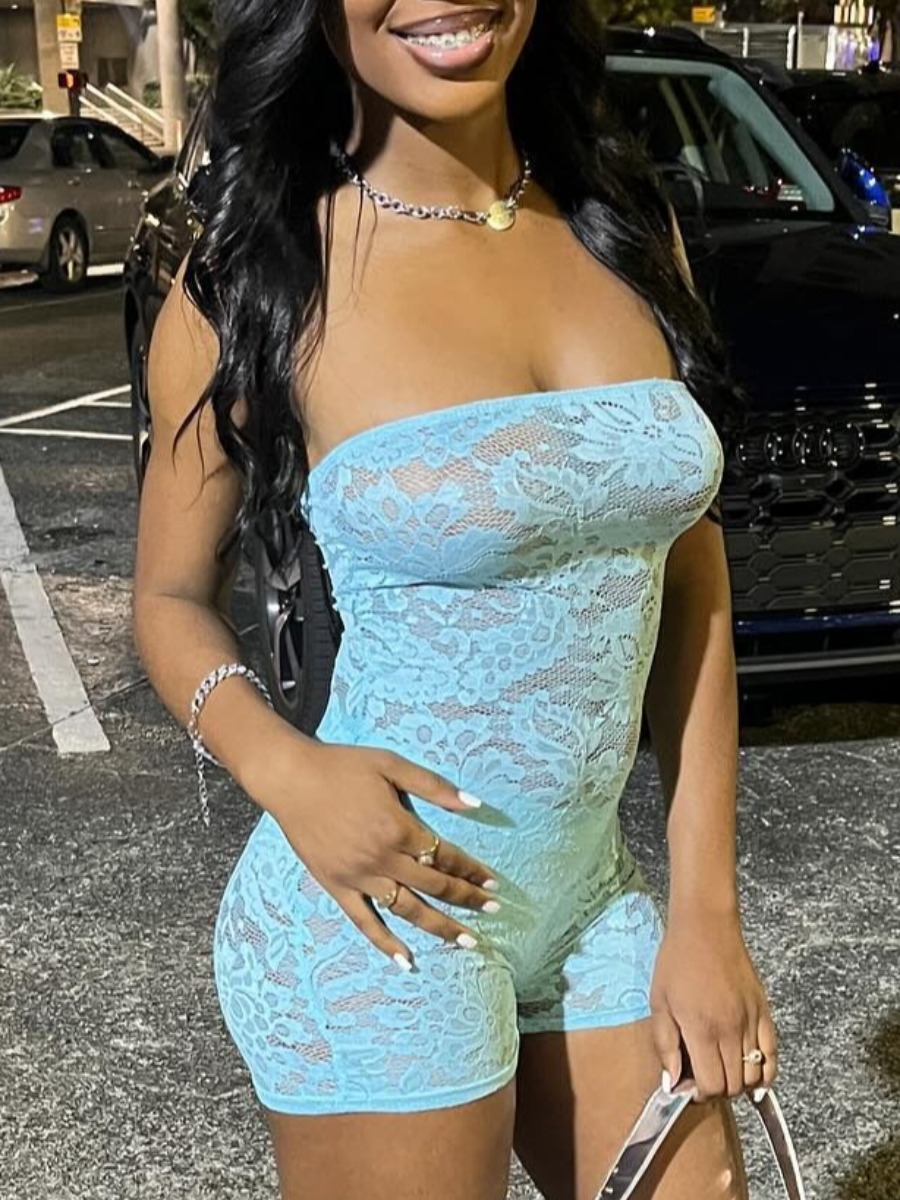 LW SXY See Through Solid Color Romper