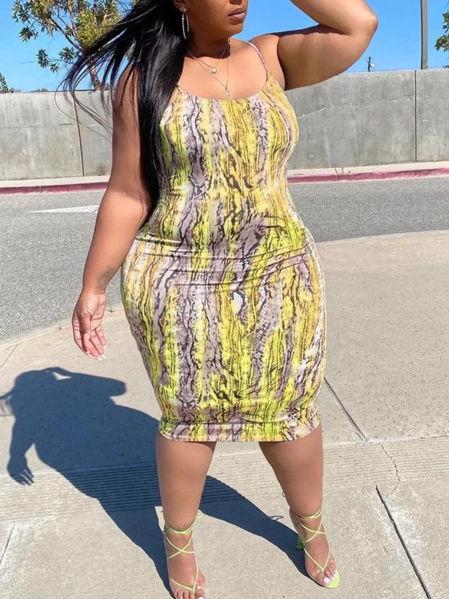 LW SXY Plus Size Pattern Mixed Animal Cobra Dress