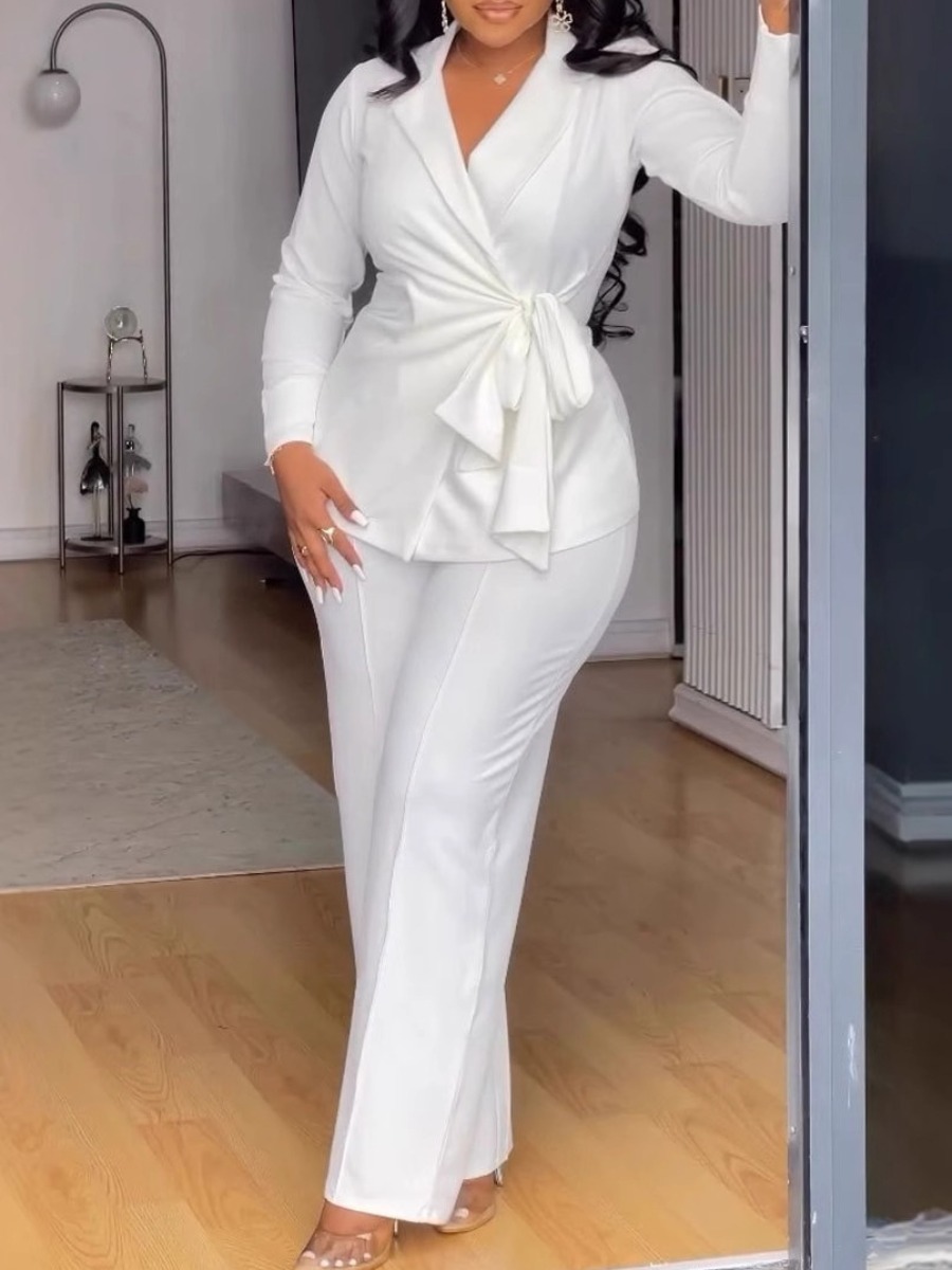 LW Plus Size Bandage Design Solid Color Two-piece 