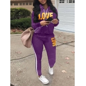 LW Casual Polyester Hooded Collar Pattern Letter P