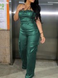 LW SXY Pocket Design Solid Color Regular Jumpsuit