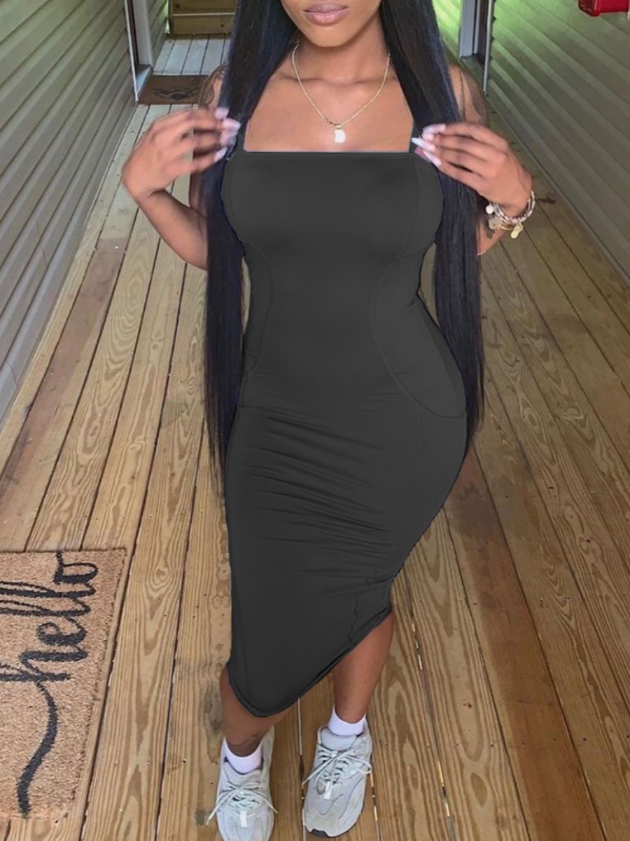 LW BASICS Solid Color Maxi Dress