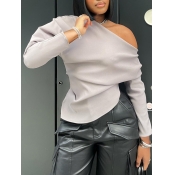LW SXY Asymmetrical Solid Color T-shirt