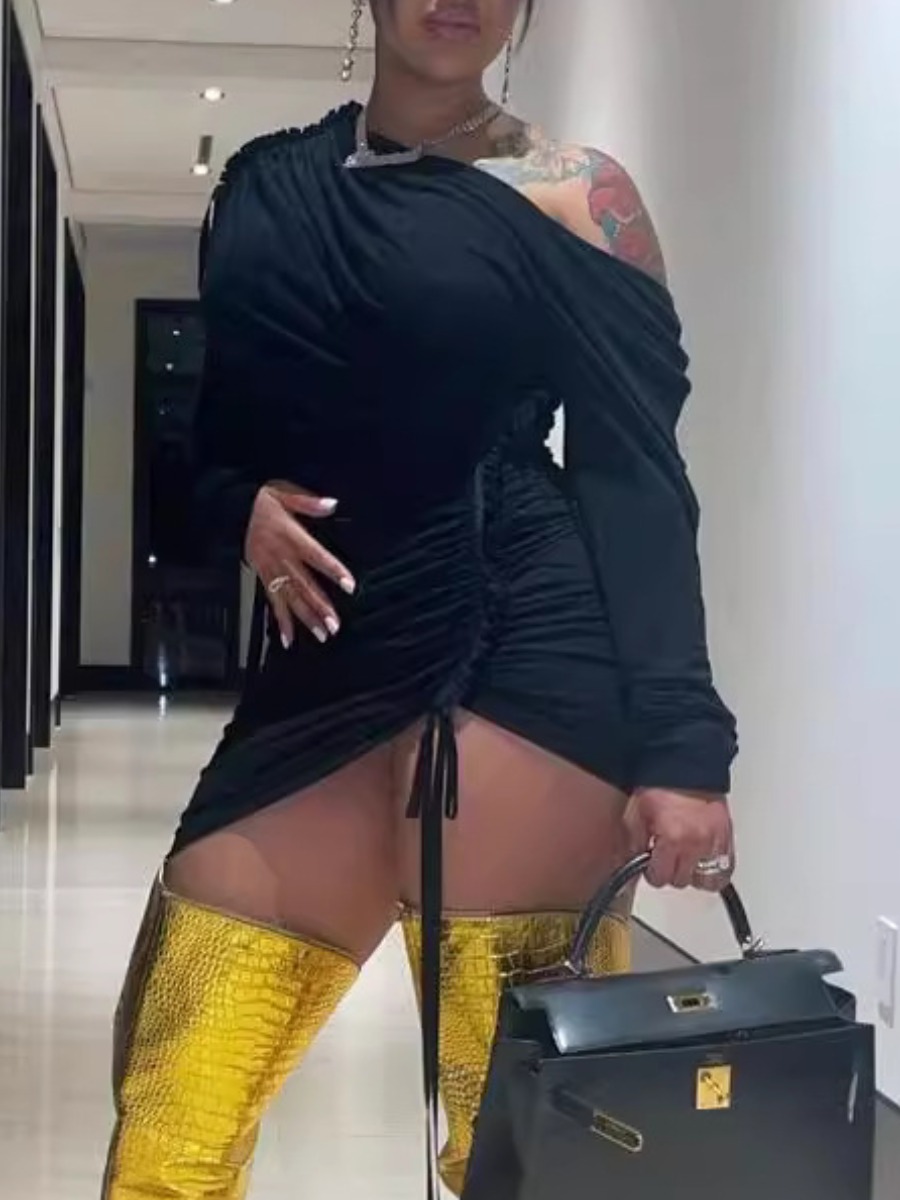 LW Bandage Design Solid Color Mini Dress