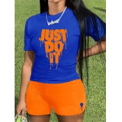 LW Plus Size Just Do It Letter Print Shorts Set