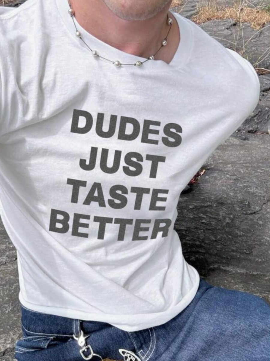 LW Men Pattern Letter T-shirt