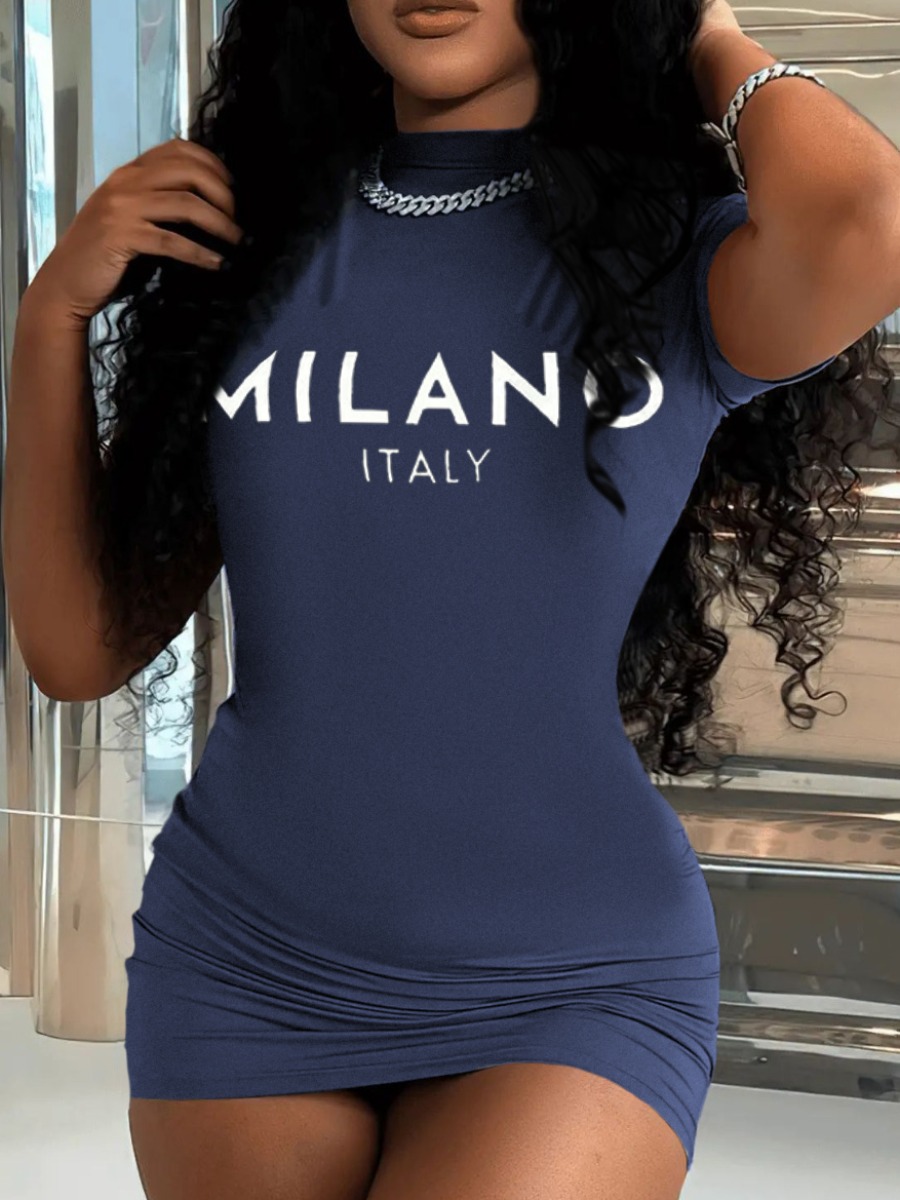 LW Pattern Letter Mini Dress