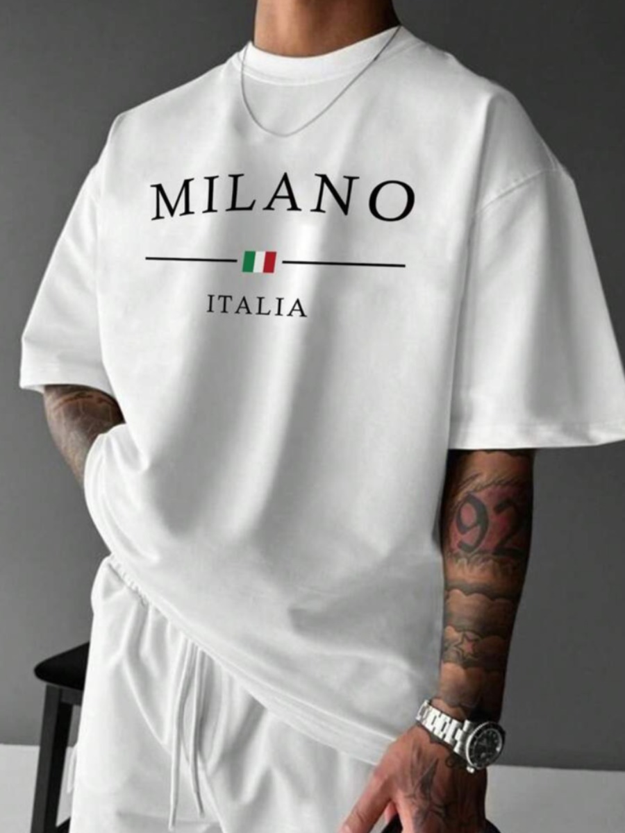 LW Men Pattern Letter T-shirt