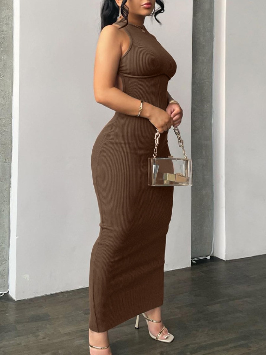 LW BASICS Solid Color Maxi Dress