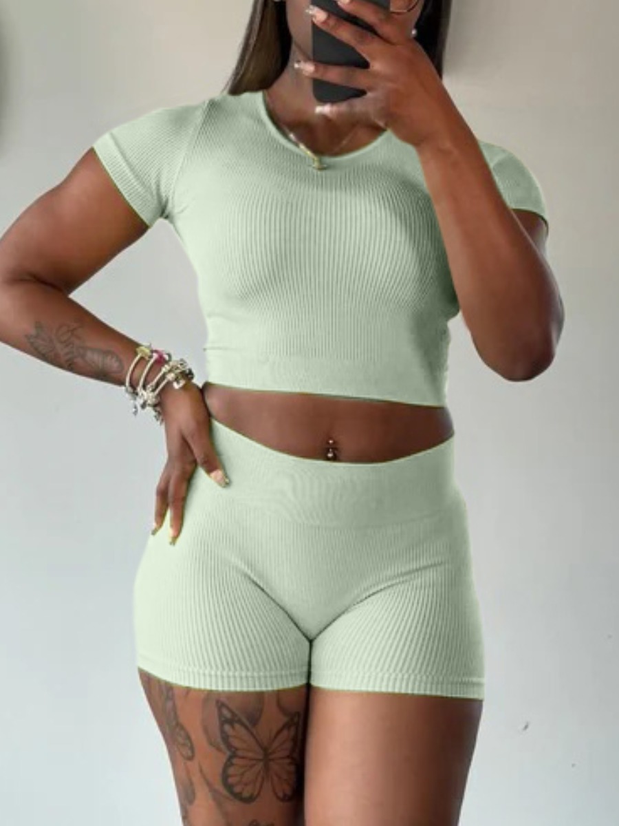 LW BASICS Casual Polyester Round Neck Solid Color 