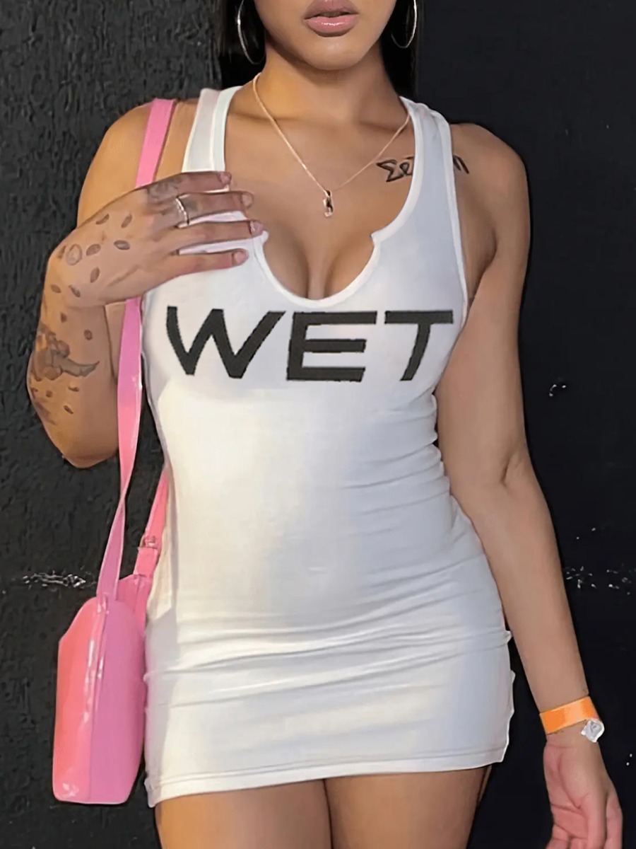 LW Pattern Letter Mini Dress