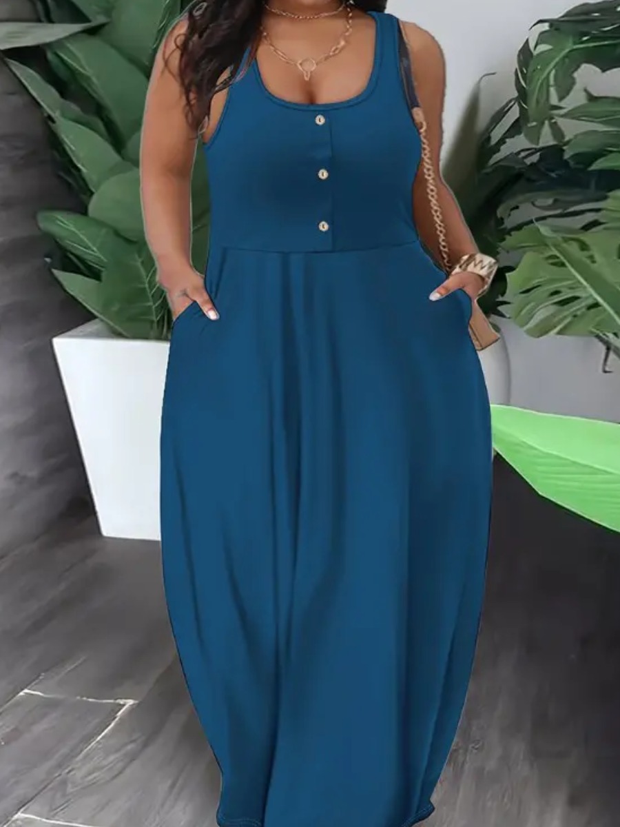 LW BASICS Plus Size Solid Color Dress