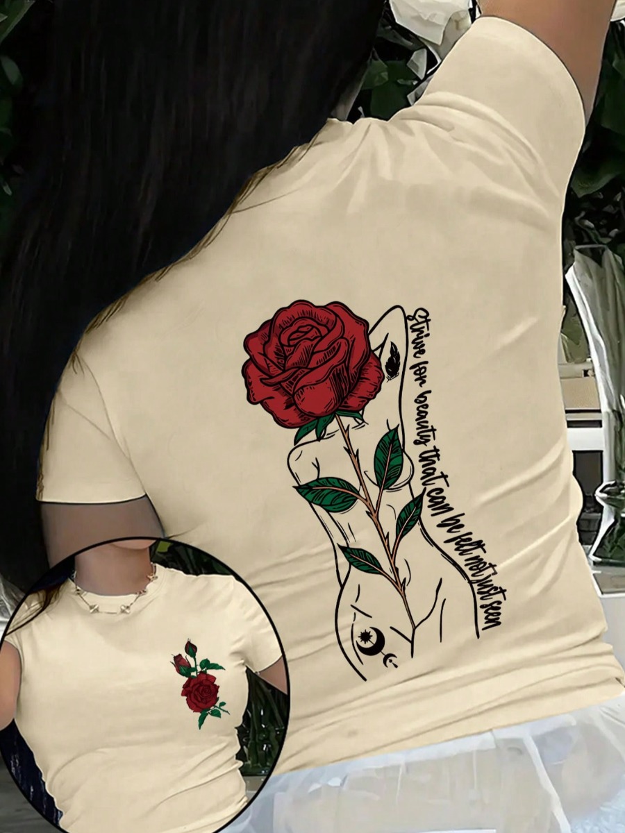 LW Pattern Rose Print T-shirt