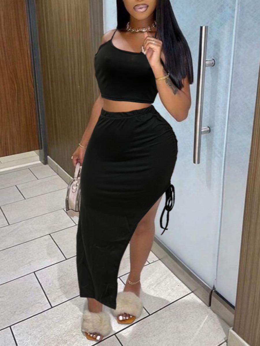 LW BASICS Casual Polyester Spaghetti Strap Bandage