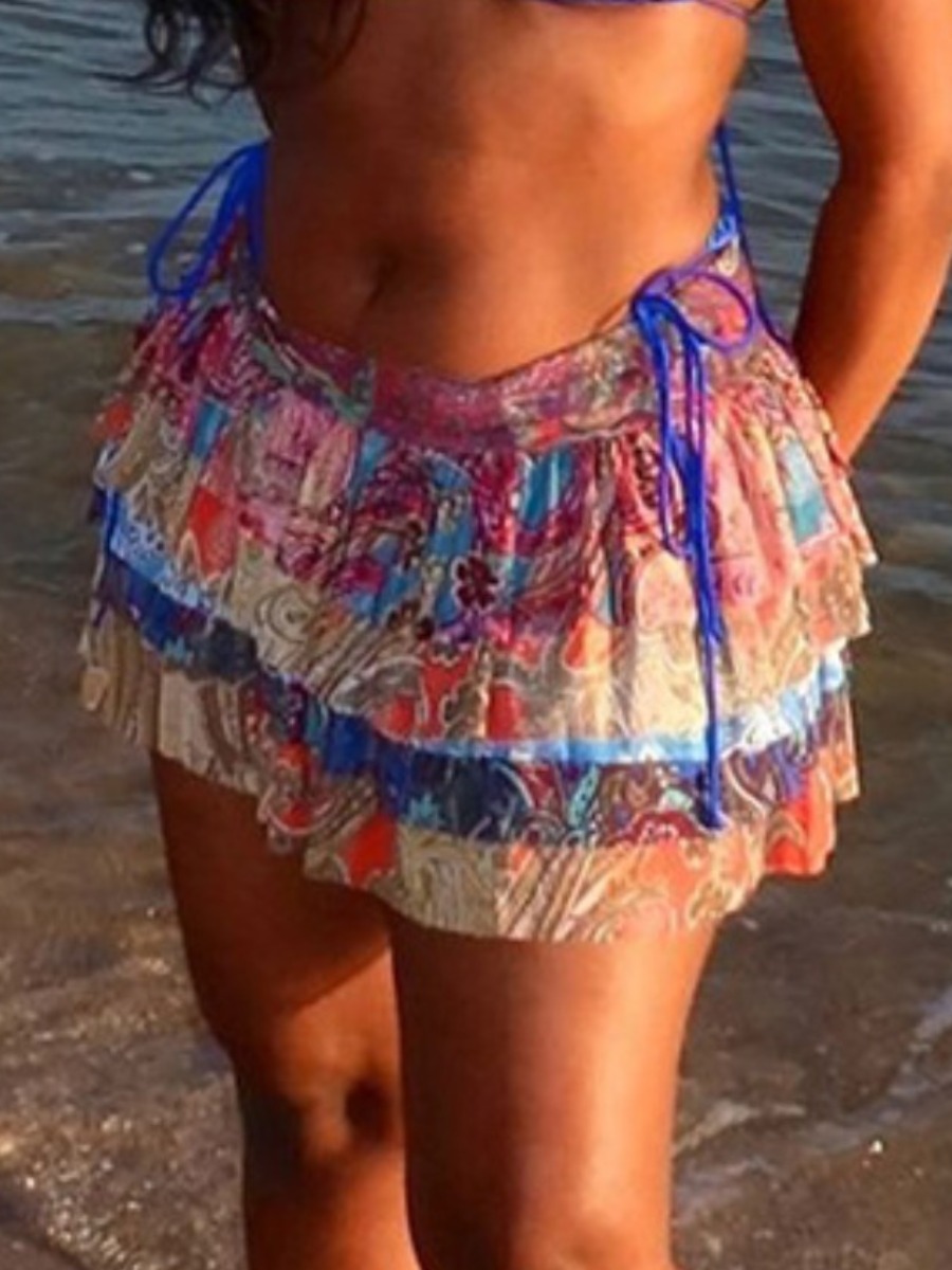 LW Ruffle Hem Big Ruffles Tribal Skirts