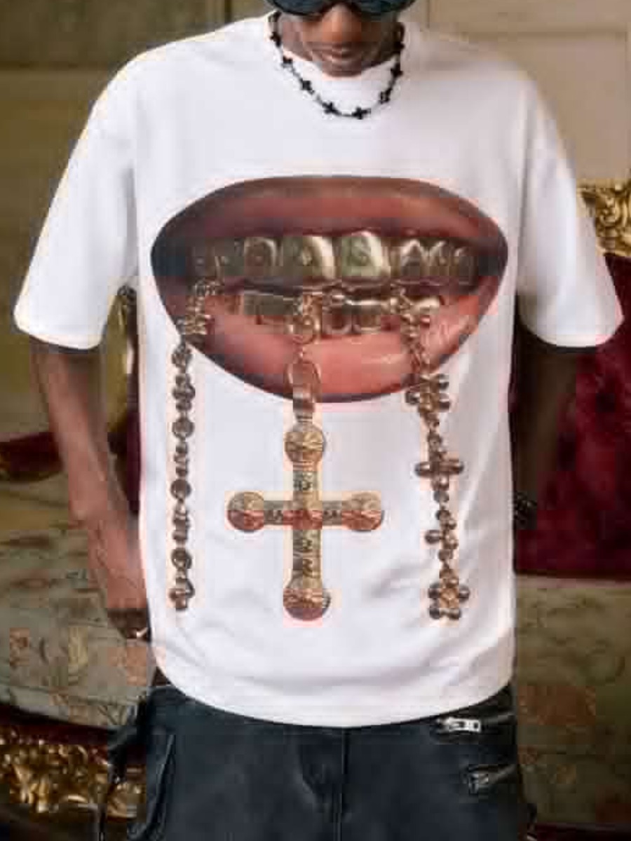 LW Men Pattern Figure Cartoon Print T-shirt