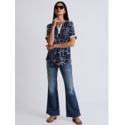 LW V Neck Abstract Print T-shirt