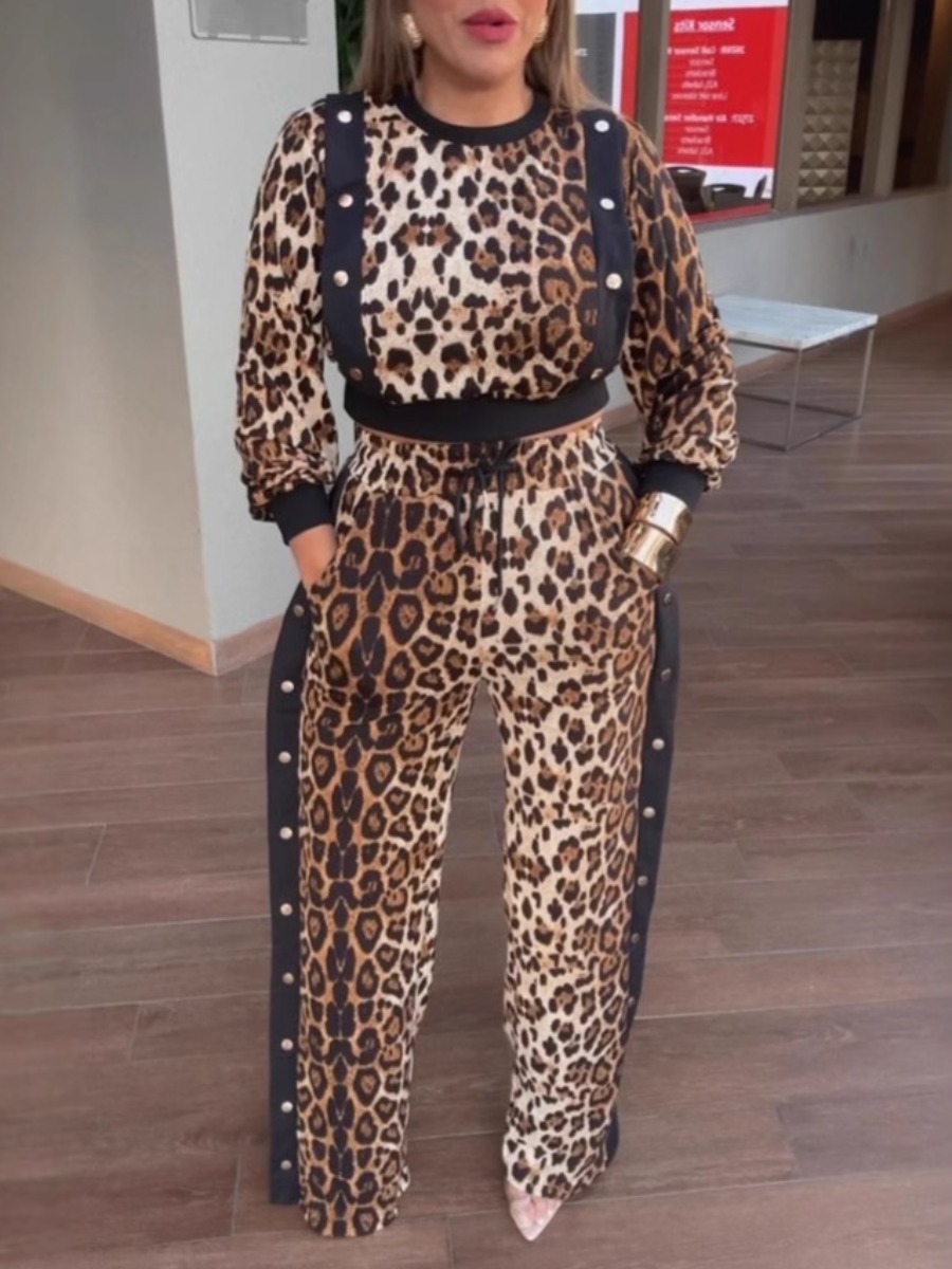LW Plus Size Pattern Leopard Print Leopard Two-pie