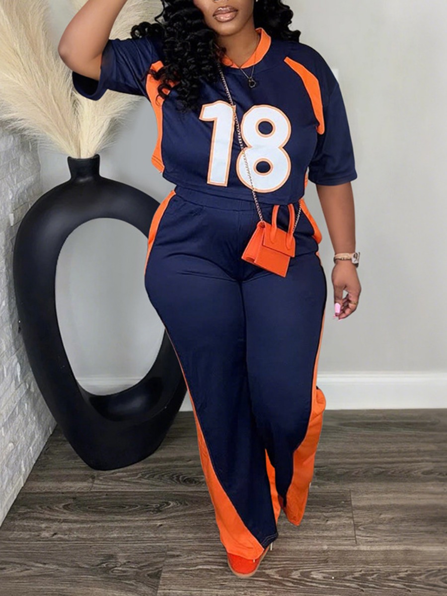 LW Street Polyester Round Neck Patchwork Geometric