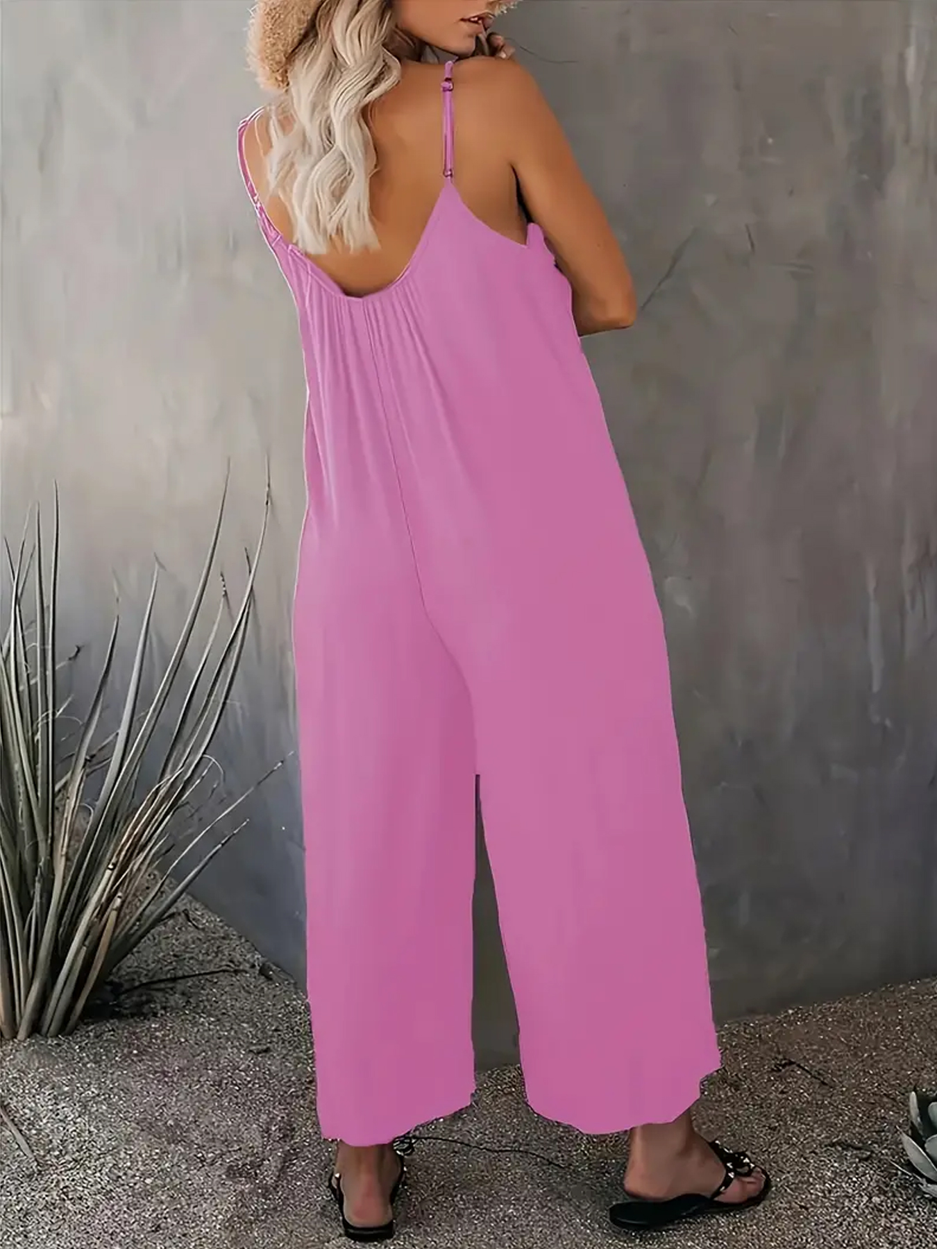 LW Shirred Solid Color Jumpsuit